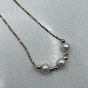 10K Yellow Gold Adjustable Pearl Necklace